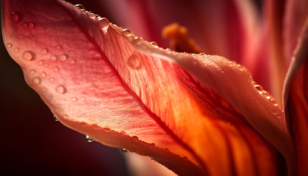 La hoja frágil refleja la belleza de la naturaleza vibrante generada abstractamente por IA