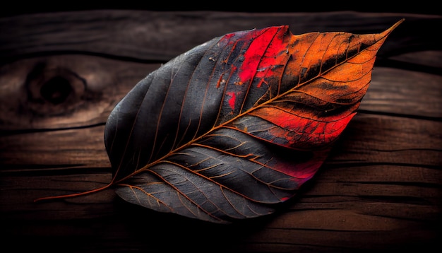 Foto gratuita hoja de otoño cayendo revelando intrincada vena de hoja generada por ia