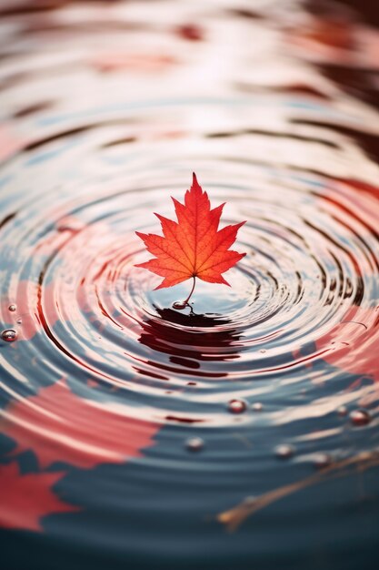 Hoja seca de otoño sobre el agua