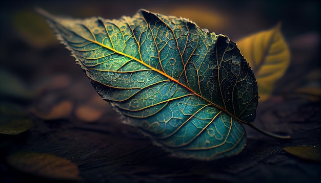 Las hojas frescas de otoño revelan un vibrante patrón orgánico generado por IA