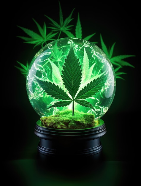Foto gratuita hojas de marihuana verdes frescas y vibrantes en un fondo variado