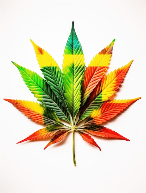 Foto gratuita hojas de marihuana verdes frescas y vibrantes en un fondo variado