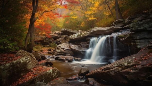 Foto gratuita hojas de otoño que caen naturaleza belleza vibrante flujos generados por ia