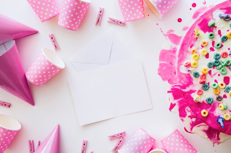 Foto gratuito hojas de papel y suministros de cumpleaños