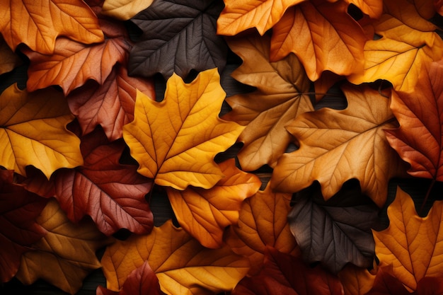 Hojas secas de otoño en la naturaleza