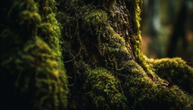 Foto gratuita hojas verdes adornan el viejo tronco de un árbol al aire libre generadas por ia