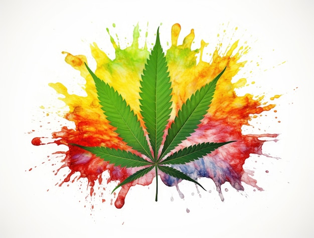 Hojas vibrantes de la planta de marihuana con colores verdes vibrantes