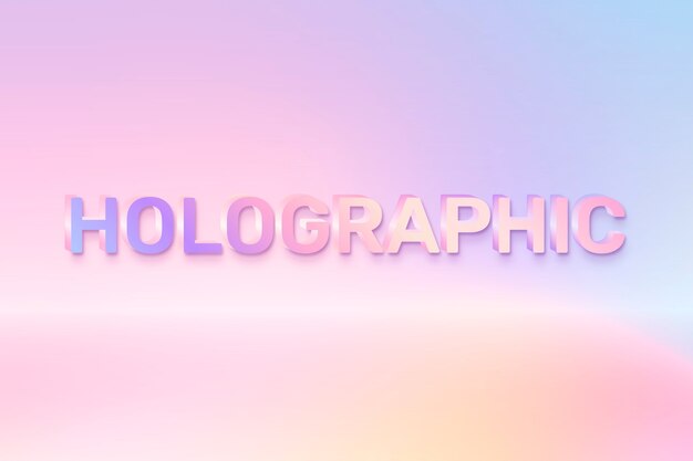 Holográfico en palabra en estilo de texto colorido