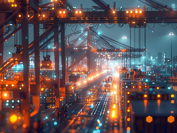 Foto gratuito hologramas tecnológicos y futuristas para medios de transporte logístico