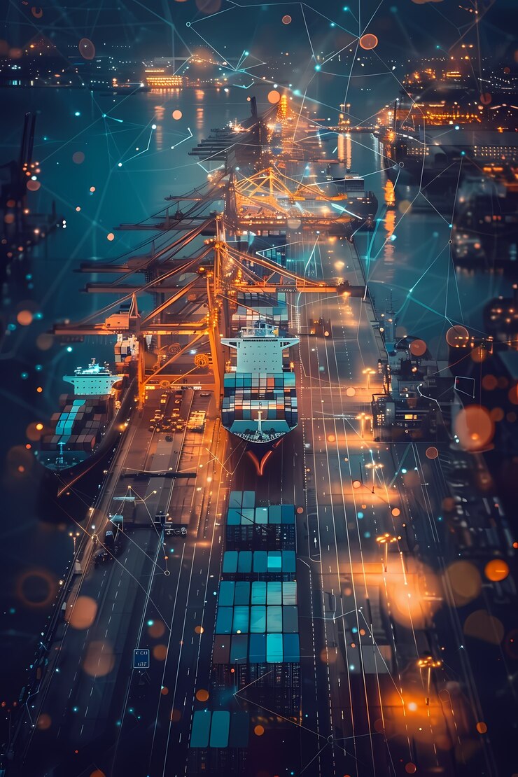 Foto gratuito hologramas tecnológicos y futuristas para medios de transporte logístico