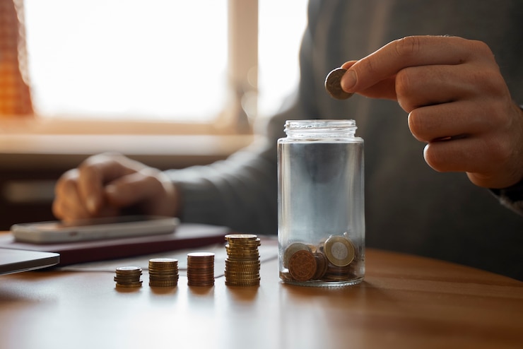 Foto gratuito hombre ahorrando dinero durante la crisis energética