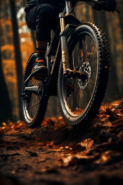 Hombre de ángulo bajo en bicicleta al aire libre