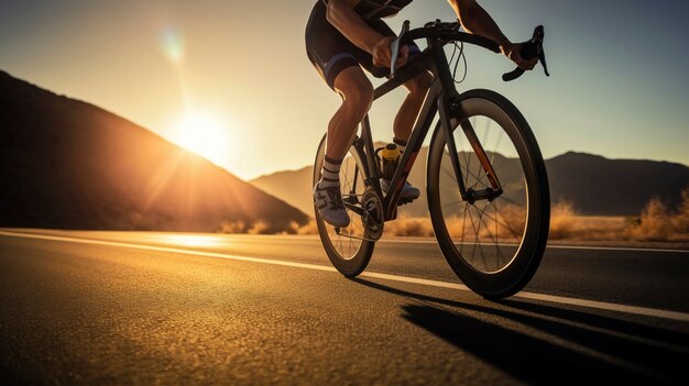 Hombre de ángulo bajo en bicicleta al aire libre