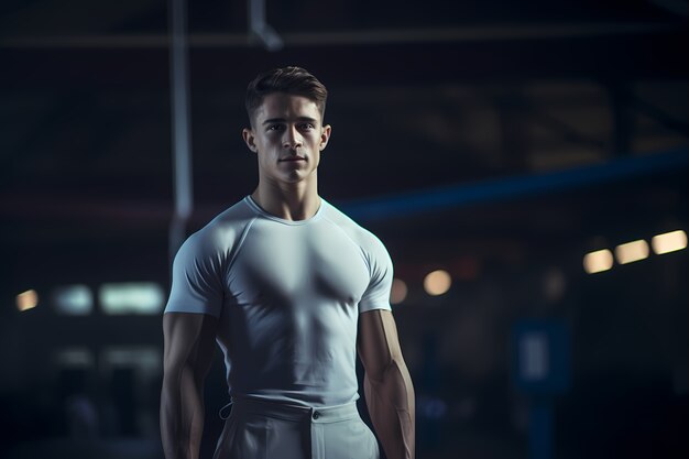 Hombre atlético manteniéndose en forma practicando gimnasia