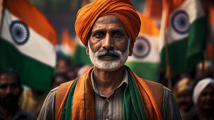 Foto gratuito hombre celebrando el día de la república de la india