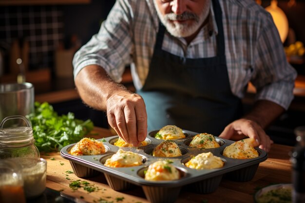 Un hombre cocinando de cerca.