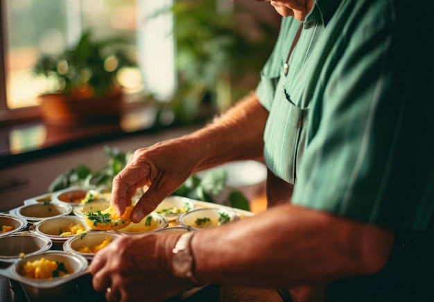 Foto gratuita un hombre cocinando de cerca.