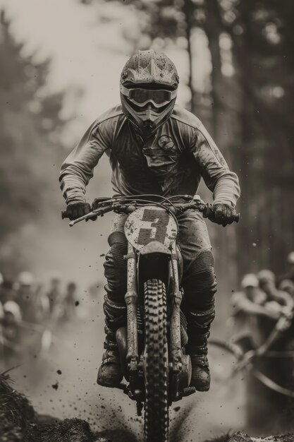 Hombre compitiendo en moto de tierra