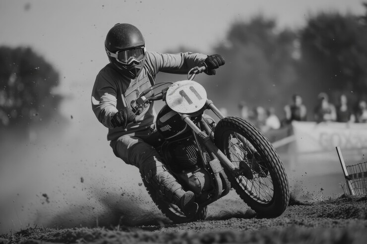 Foto gratuito hombre compitiendo en moto de tierra