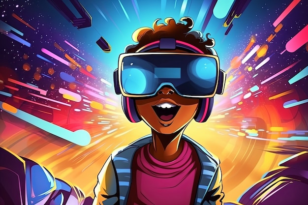 Foto gratuita hombre de dibujos animados con gafas vr