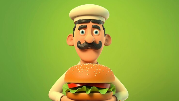 Foto gratuito hombre de dibujos animados con hamburguesa