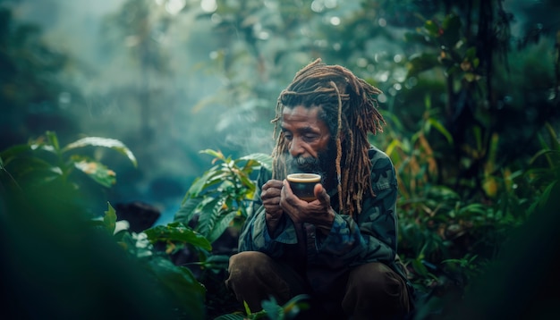 Foto gratuita hombre con dreads que representan el movimiento rastafari