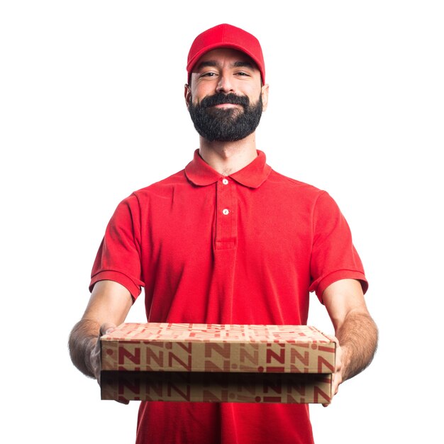 Hombre de entrega de pizza
