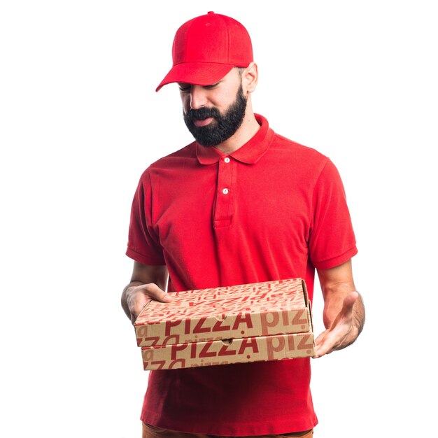 Hombre de entrega de pizza