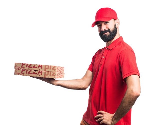 Hombre de entrega de pizza