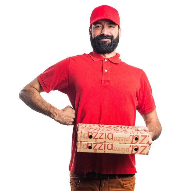 Hombre de entrega de pizza