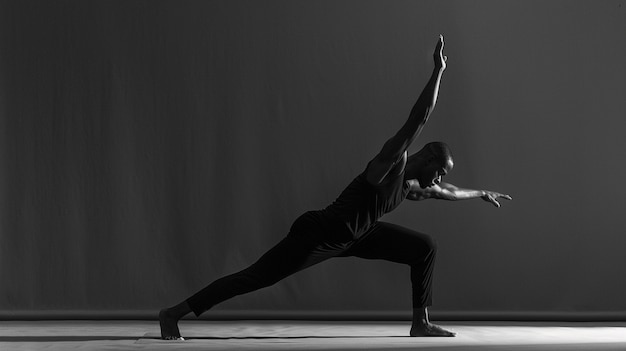 Hombre filmado practicando yoga