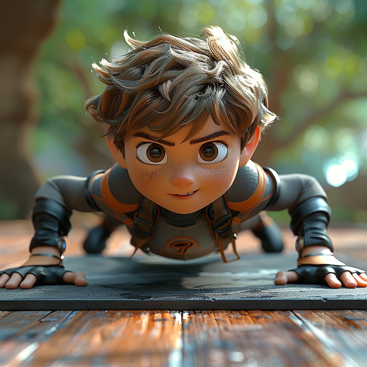 Foto gratuito hombre de fitness de dibujos animados en 3d