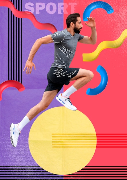 Hombre en forma de disparo completo corriendo