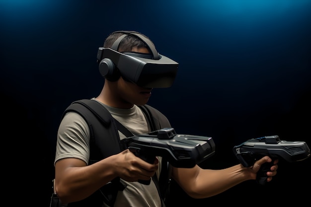 Hombre con gafas VR para jugar