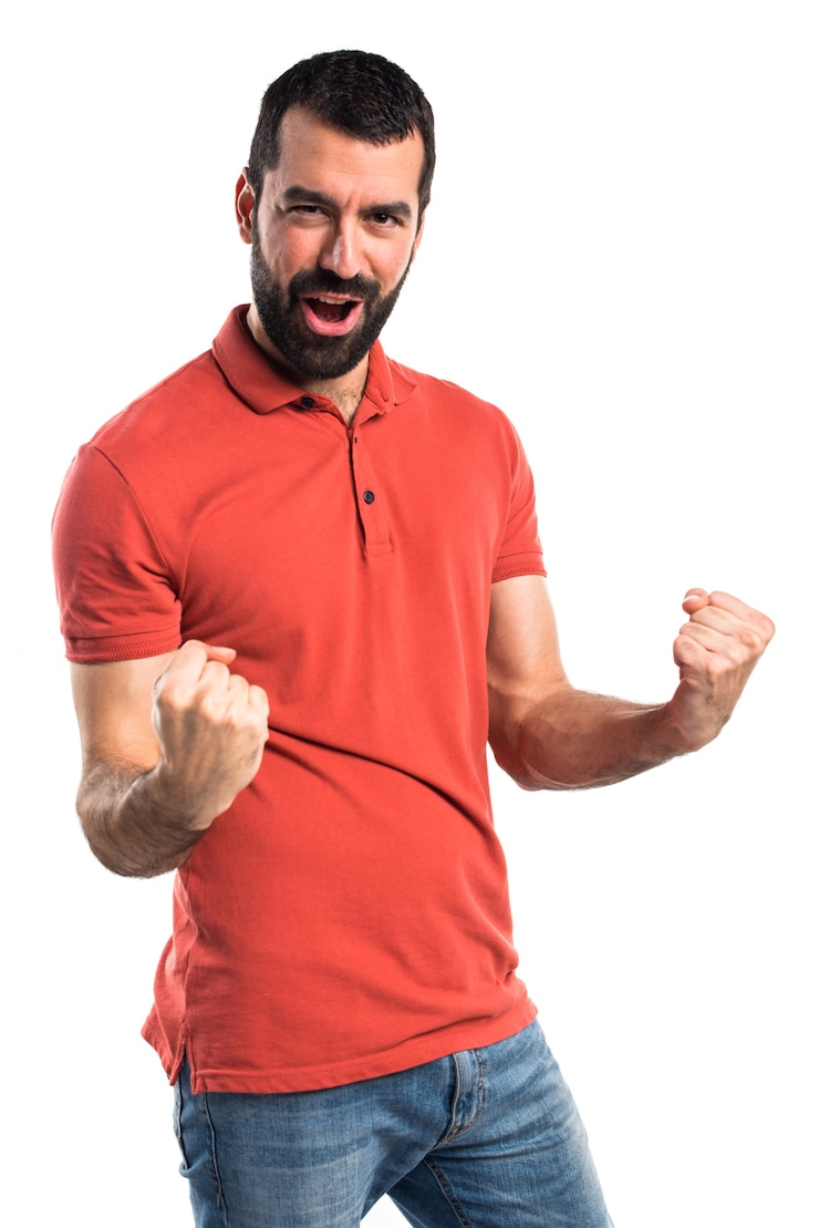 Foto gratuito hombre guapo afortunado