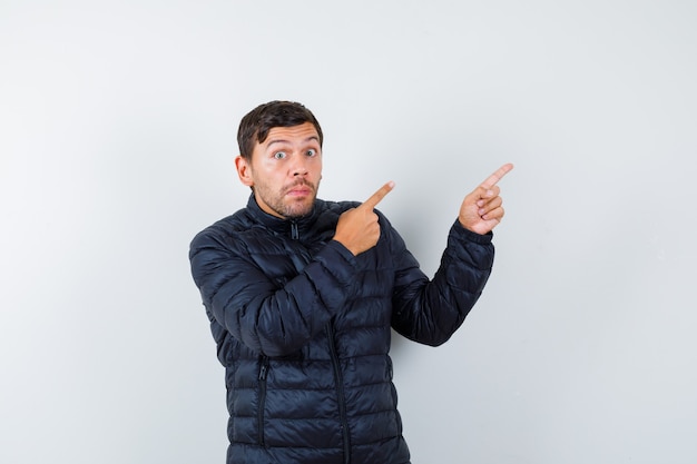 Hombre guapo con una chaqueta de bombardero