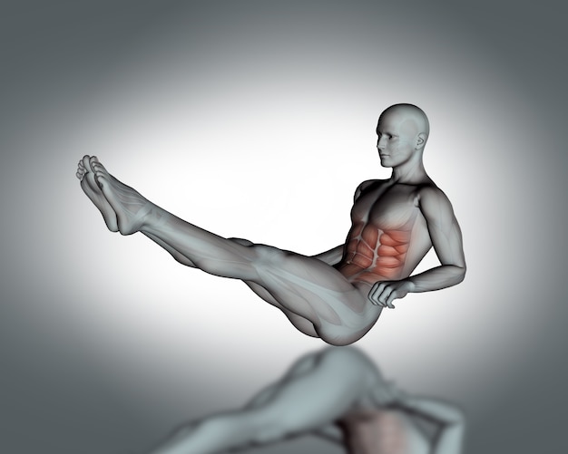 Hombre haciendo abdominales con las piernas levantadas
