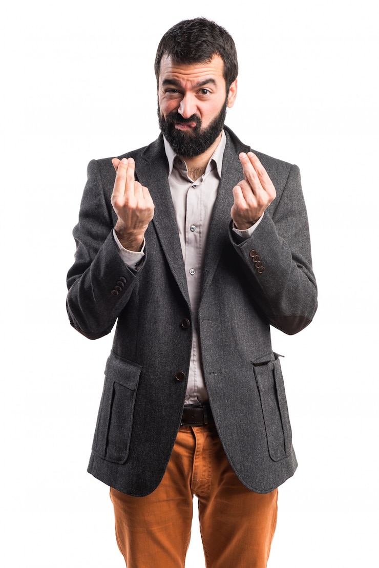 Foto gratuito hombre haciendo un gesto de dinero