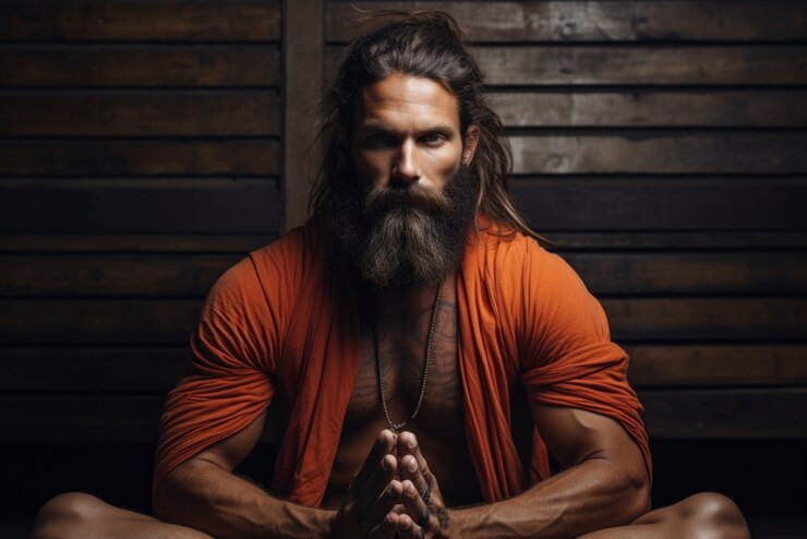 Foto gratuito hombre haciendo yoga en el interior
