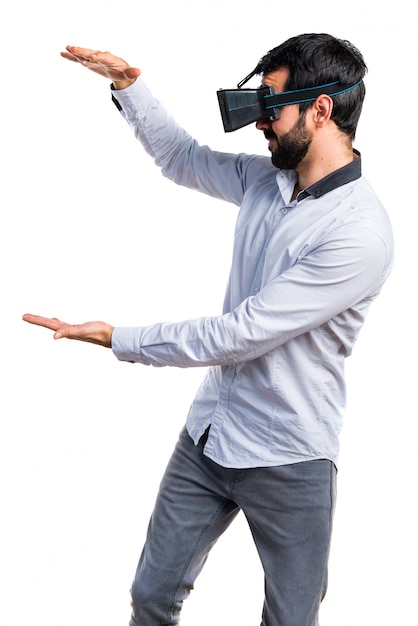 Hombre joven 3d realidad interactiva