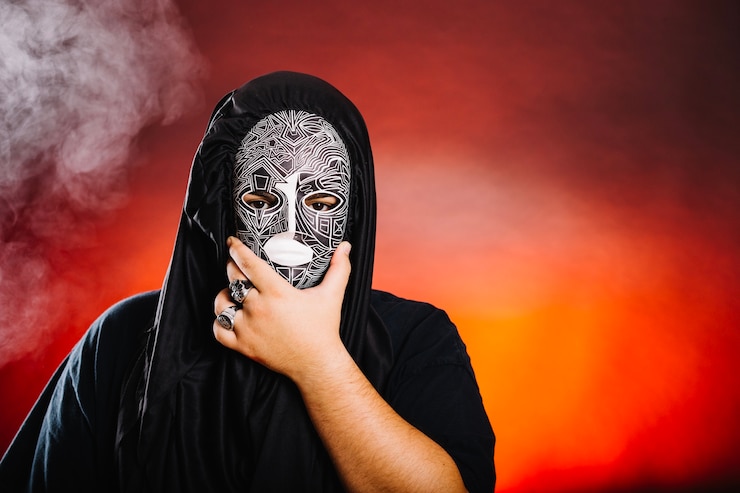Foto gratuito hombre en máscara para halloween