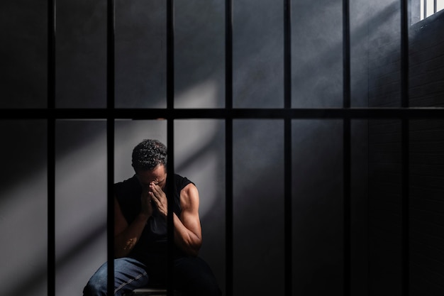 Hombre de mediana edad pasar tiempo en la cárcel