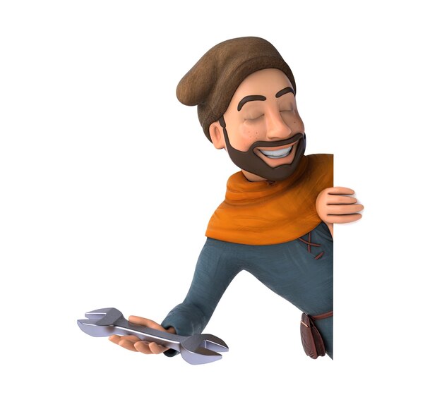 Hombre medieval de dibujos animados en 3D