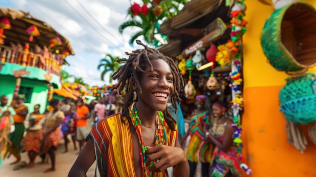 Foto gratuita hombre con miedos en jamaica