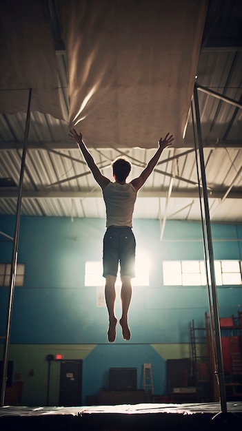 Hombre musculoso atlético entrenando en gimnasia en el gimnasio