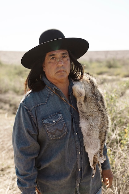 Foto gratuita hombre nativo americano en el postre