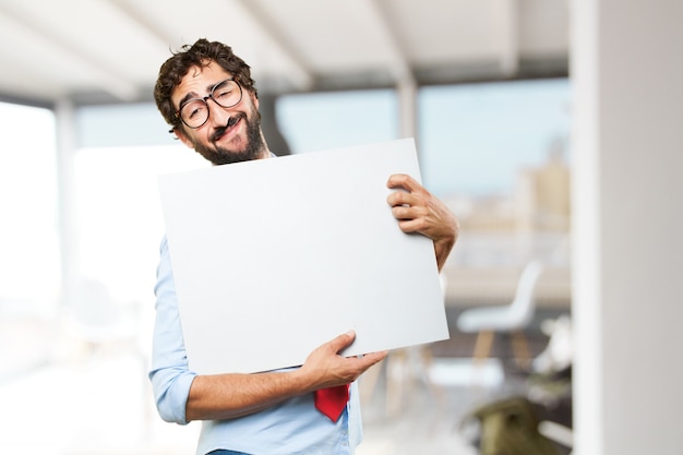 Hombre de negocios loco expresión feliz