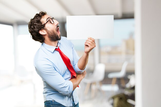 Hombre de negocios loco expresión feliz