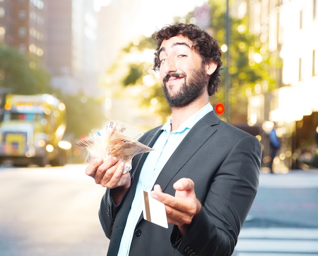 Foto gratuita hombre de negocios loco expresión feliz