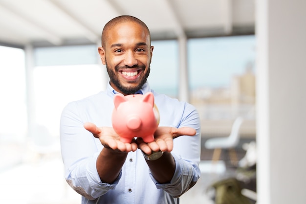 hombre de negocios negro feliz expresión